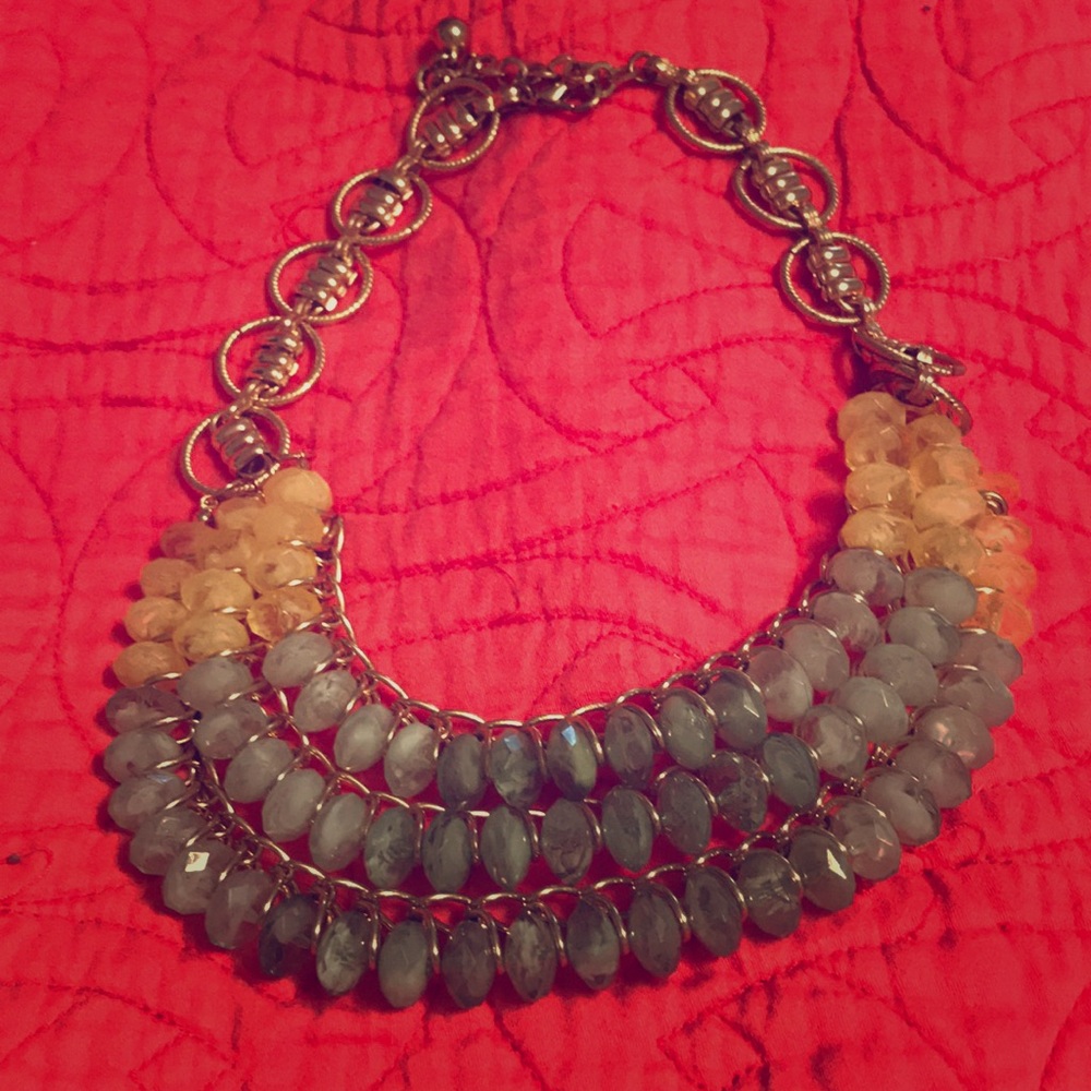 Green and yellow statement necklace.